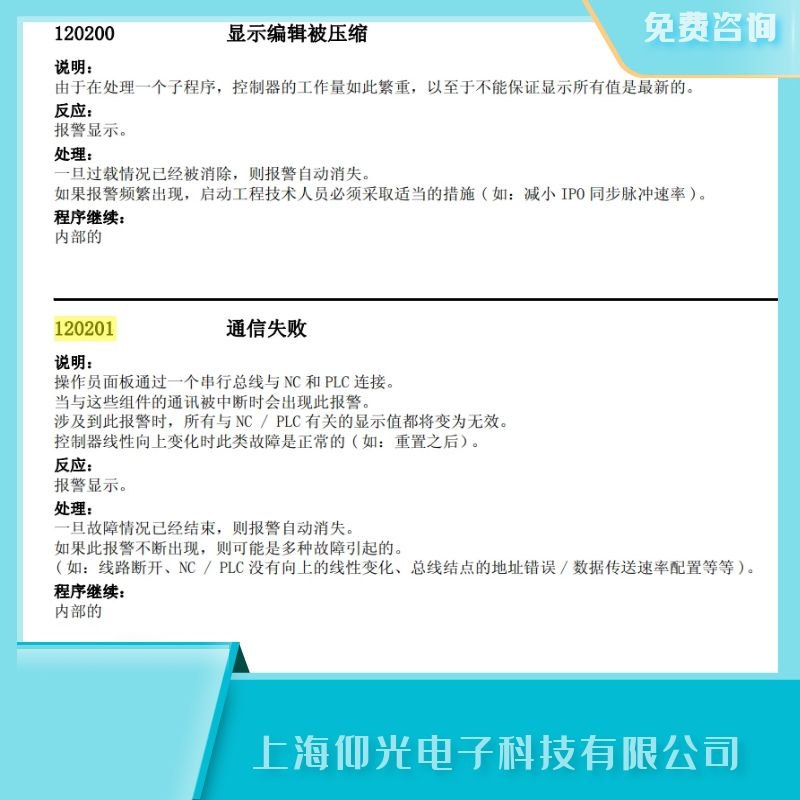 西門子數控系統840d報120200顯示編輯被壓縮故障維修